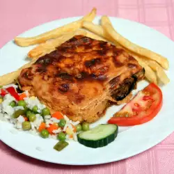 Moussaka with Potatoes, Rice and Tomatoes
